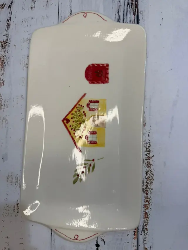 Bandeja rectangular de cerámica esmaltada