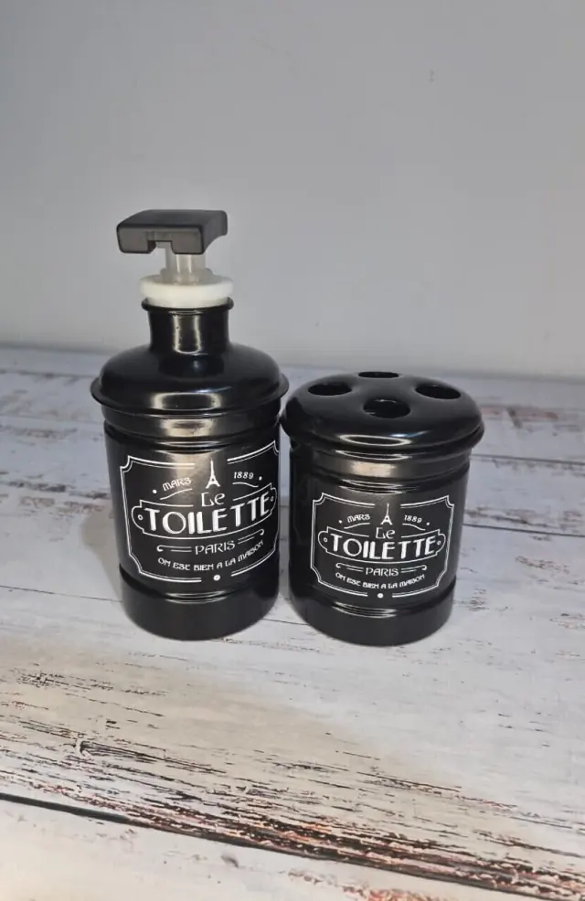 Set Vintage de Dispenser y Porta Cepillo